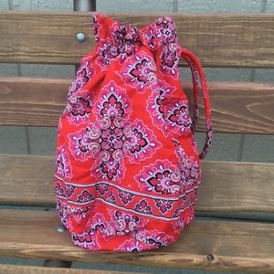 Vera Bradley Frankly Scarlet pattern ditty lined drawstring bag
